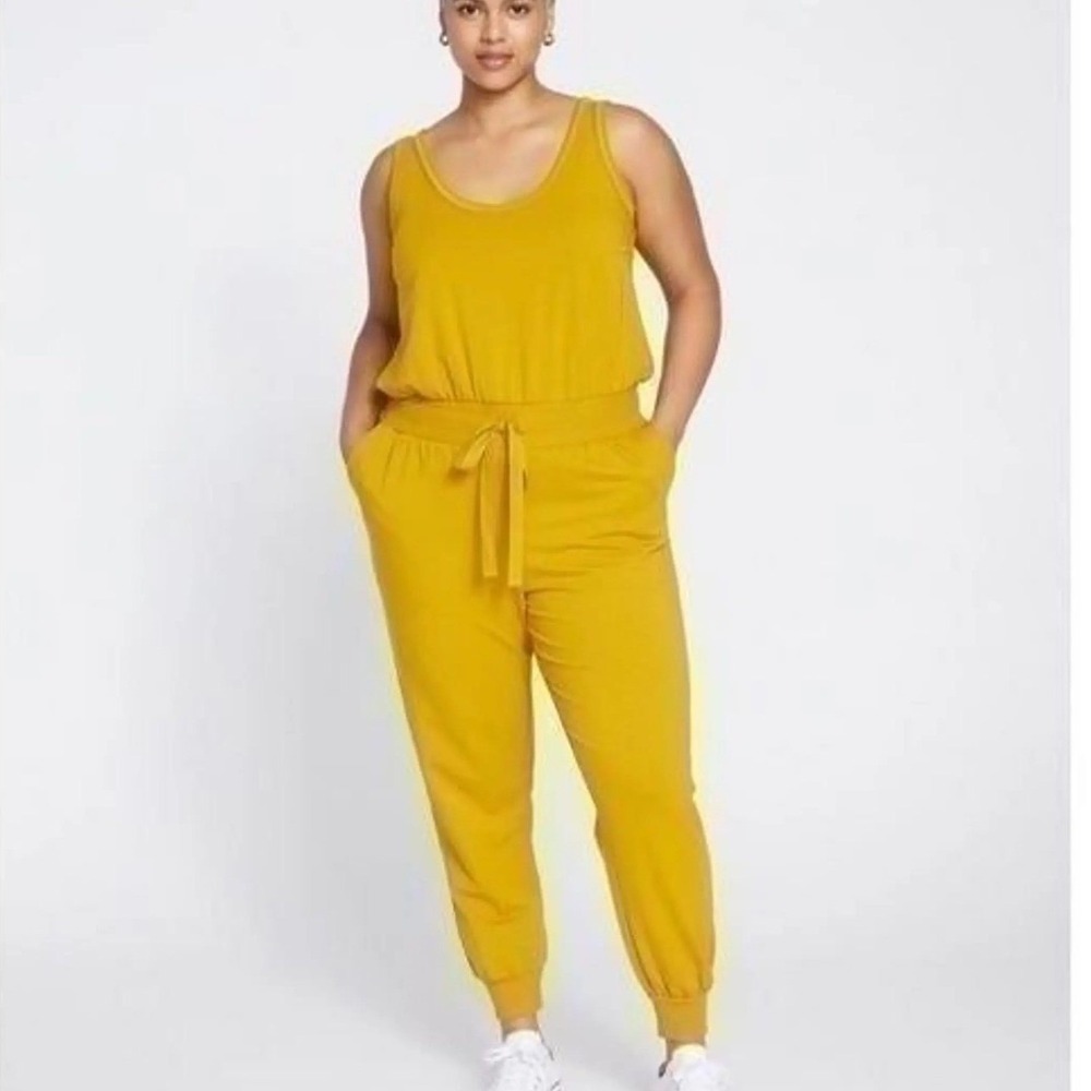 Universal Standard Superfine French Terry Jumpsuit Womens M Yellow Jogger Travel